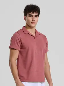 Snitch Men Self Design Polo Collar T-shirt