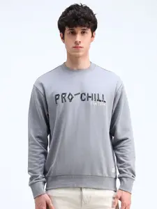 Flying Machine Men Typography Printed Round Neck Cotton Pullover Sweatshirt