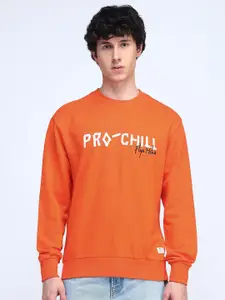 Flying Machine Men Typography Printed Round Neck Cotton Pullover Sweatshirt