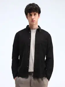 Flying Machine Men Button-Down Collar Solid Cotton Slim Fit Casual Shirt