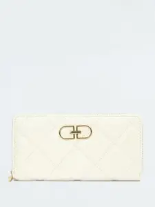 max Women Zip Detail PU Zip Around Wallet