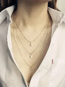 fabula Gold-Plated Crystal Studded Layered Necklace