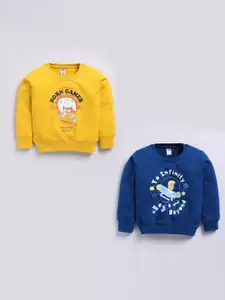 Nottie Planet Boys Pack Of 2 Graphic Printed Round Neck Cotton Pullover Sweatshirts