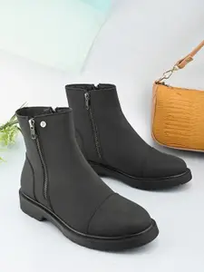 El Paso Women Leather Block-Heeled Chelsea Boots