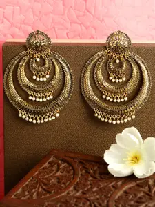 ANIKAS CREATION Gold Plated Beaded Circular Chandbalis