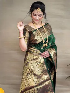 KALINI Ethnic Motifs Woven Design Zari Pure Silk Banarasi Saree