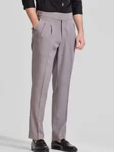 Snitch Men Smart Slim Fit Pleated Trousers