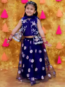 KID1 Girls Embroidered Sequinned Ready to Wear Lehenga & Blouse With Dupatta