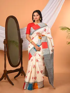 Laa Calcutta Floral Pure Silk Bhagalpuri Saree