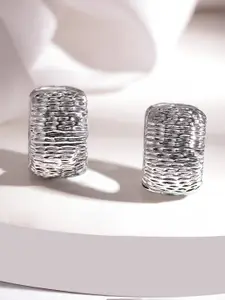 Rubans Silver-Plated Stainless Steel Tarnish-Free Demi-Fine Textured Hoop Earring