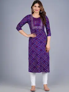 FASHION FEMINA LUDHIANA Women Geometric Embroidered Mirror Work Kurta