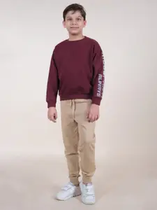 KiddoPanti Boys Typography Printed Tracksuits