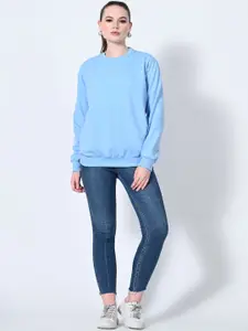 BAESD Women Solid Round Neck Fleece Pullover Sweatshirt