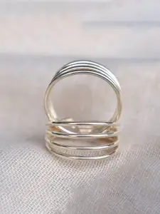 BeAbhika Silver-Plated 925 Sterling Silver 5 Lines Broad Toe Rings