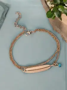 fabula Gold-Plated Bohemian Leaf Single Anklet