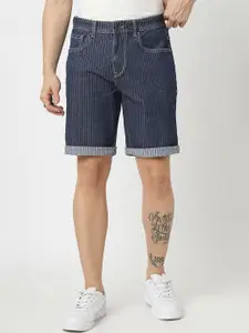 The Roadster Lifestyle Co Men Striped Slim Fit Mid Rise Shorts