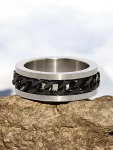 fabula Men Tough Dude Chain Stylish Stainless Steel Band Fashion Ring