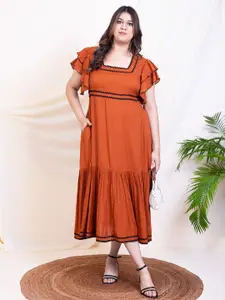 DEEBACO Flutter Sleeve Fit & Flare Maxi Dress