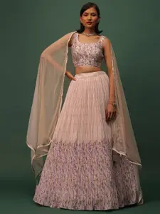 FABPIXEL Women Embroidered Mirror Work Semi-Stitched Lehenga ,Unstitched Blouse ,Dupatta