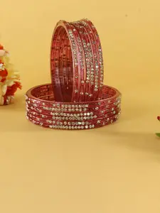 LAVAZZA Set Of 12 Zircon Diamond & Beads Work Glass Bangles