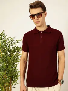 Thomas Scott Polo Collar Self Design Textured Pure Cotton T-Shirt