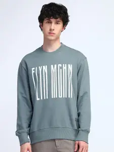 Flying Machine Men Typography Printed Round Neck Cotton Pullover Sweatshirt
