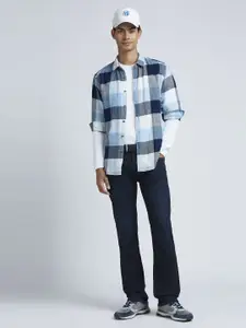 Pepe Jeans Men Spread Collar Windowpane Checked Cotton Casual Shirt