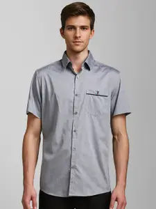 Louis Philippe Sport Men Slim Fit Textured Pure Cotton Casual Shirt