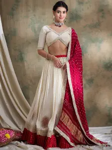 SHRINGARINI Beads and Stones Lehenga & Unstitched Blouse With Dupatta