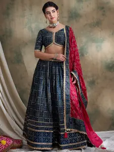 SHRINGARINI Printed Zari Lehenga & Unstitched Blouse With Dupatta