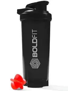 BOLDFIT Black & White Typography Printed BPA Free Shaker 700ml