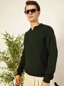 Thomas Scott Men Bio Finish Self Design Polo Collar Cotton T-shirt