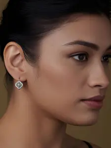 LeCalla Silver-Plated 925 Sterling Silver Cubic Zirconia Openwork Clover Drop Earrings