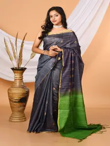 Laa Calcutta Striped Zari Pure Silk Bhagalpuri Saree