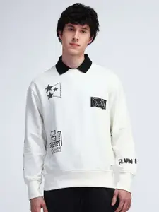 Flying Machine Men Abstract Printed Round Neck Cotton Pullover Sweatshirt