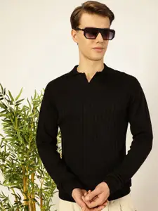 Thomas Scott Men Bio Finish Self Design Polo Collar Cotton T-shirt