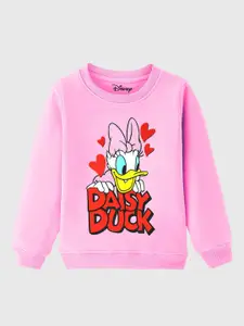 KUCHIPOO Girls Minnie Mouse Printed Hooded Fleece Sweatshirt