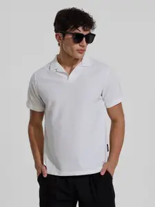 Snitch Men Self Design Polo Collar T-shirt