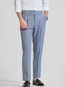 Snitch Men Smart Slim Fit Pleated Regular Trousers