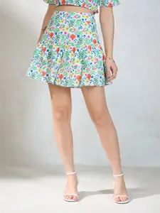 Virgio Pure Cotton Floral Print Mini Tier Skirt