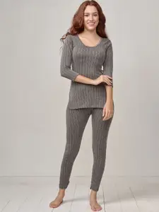 INFERNO Women Three-Quarter Sleeves Long Thermal Top & Pant Set