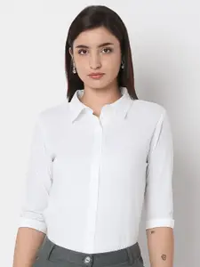 NOT SO PINK Women Premium Spread Collar Solid Cotton Slim Fit Formal Shirt