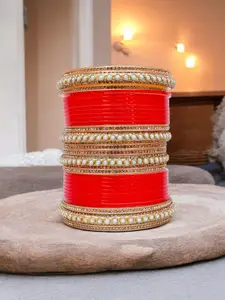 LUCKY JEWELLERY Set Of 30 Stone-Studded Bangles