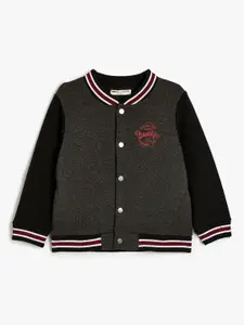 Koton Boys Stand Collar Colourblocked Casual Open Front Jacket