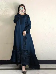 ODETTE Floral Embroidered Thread Work Georgette Semi Stitched Dress Material