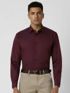 V Dot Men Spread Collar Vertical Striped Cotton Slim Fit Formal Shirt