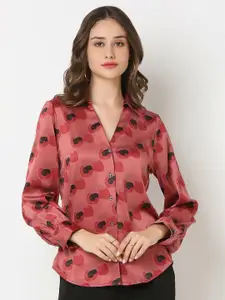 NOT SO PINK Women Premium Spread Collar Abstract Printed Formal Shirt