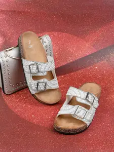 Jove Women Embellished Open Toe Flats with Buckles