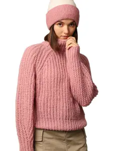 ONLY Women Self Design Cable Knit Pullover Ribbed Sweater