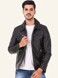 Leather Retail Men Spread Collar Solid PU Casual Biker Jacket